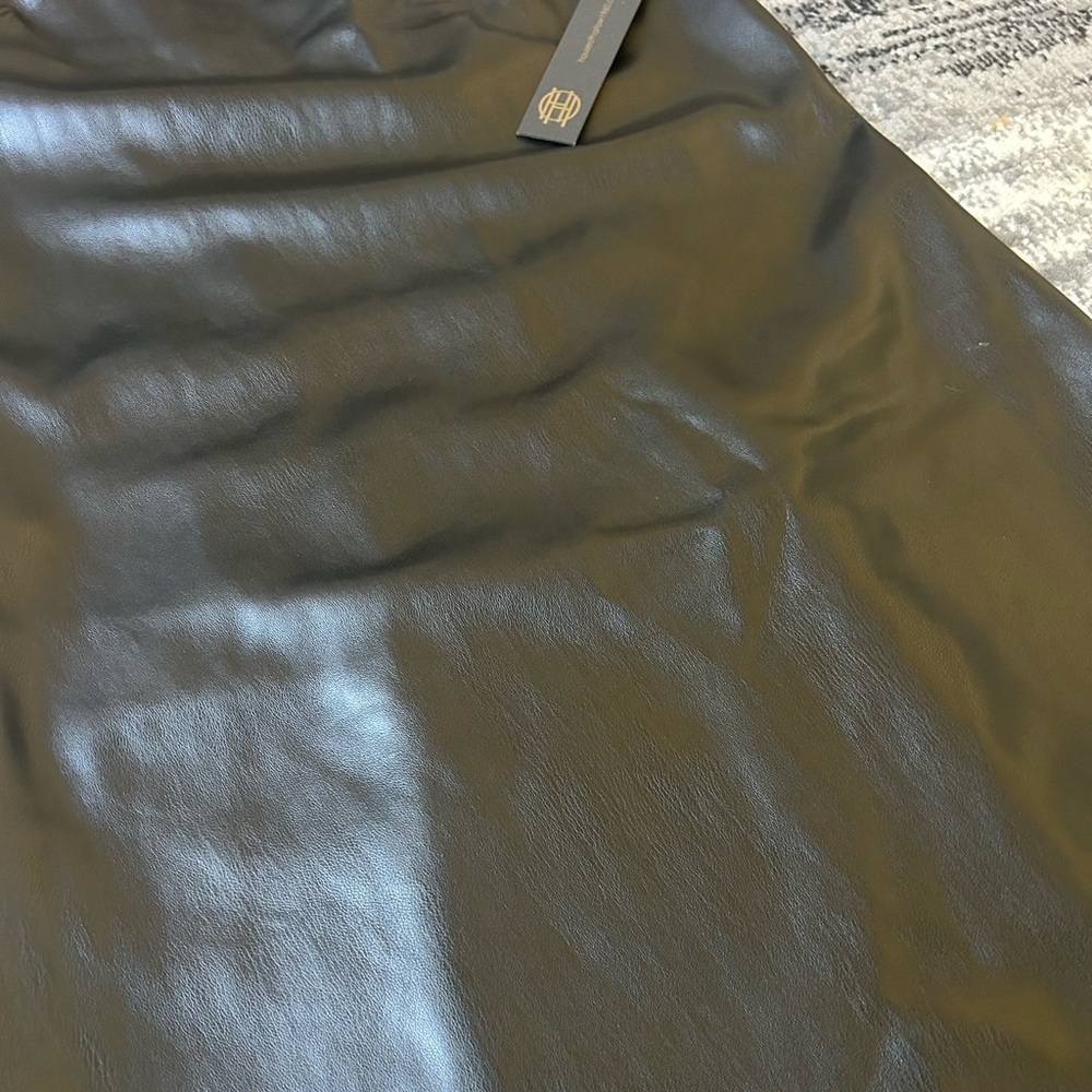 NWT HOUSE OF HARLOW 1960 Faux Leather Sleeveless Midi Dress - Picture 2 of 9